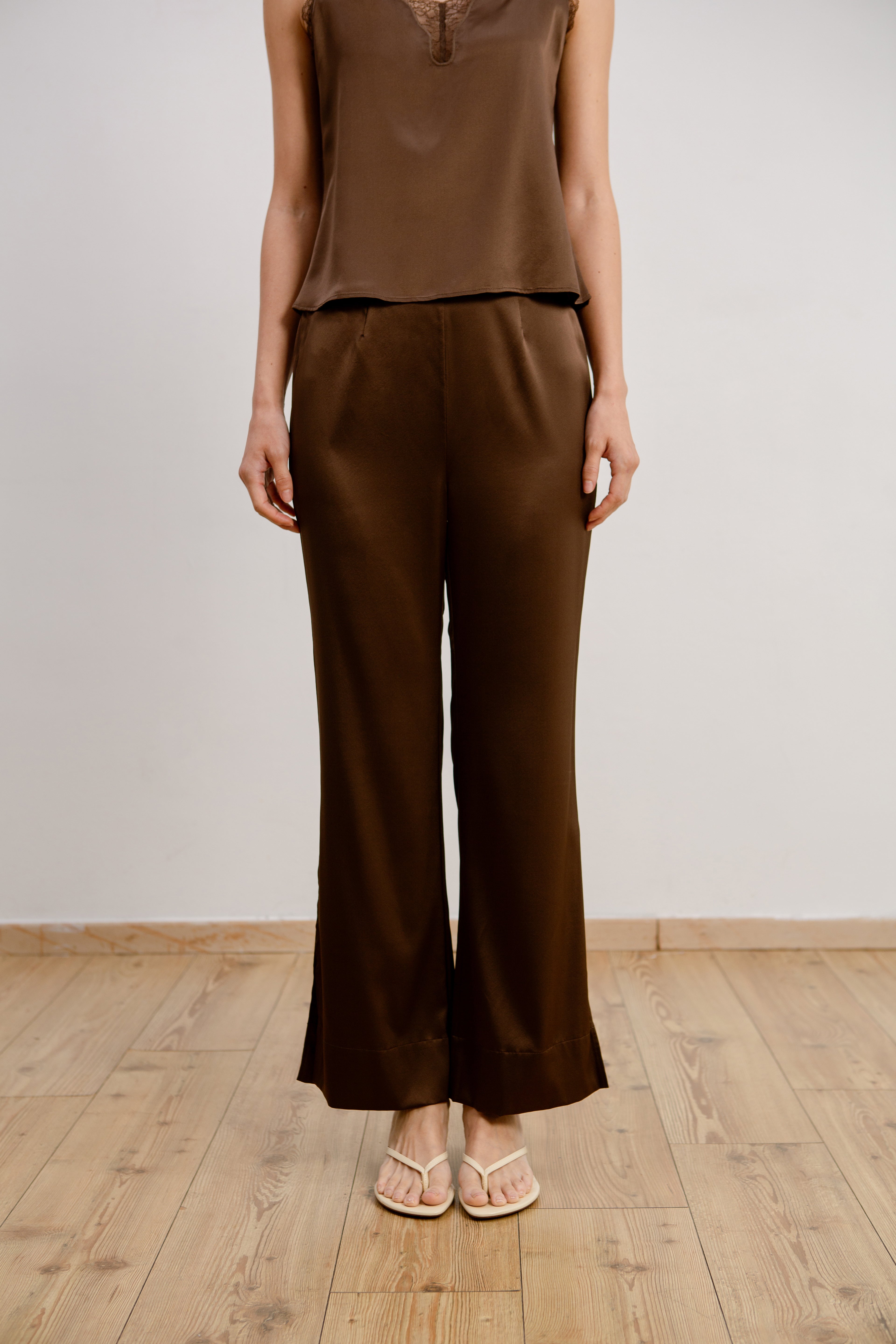 Silk Pants - Cocoa