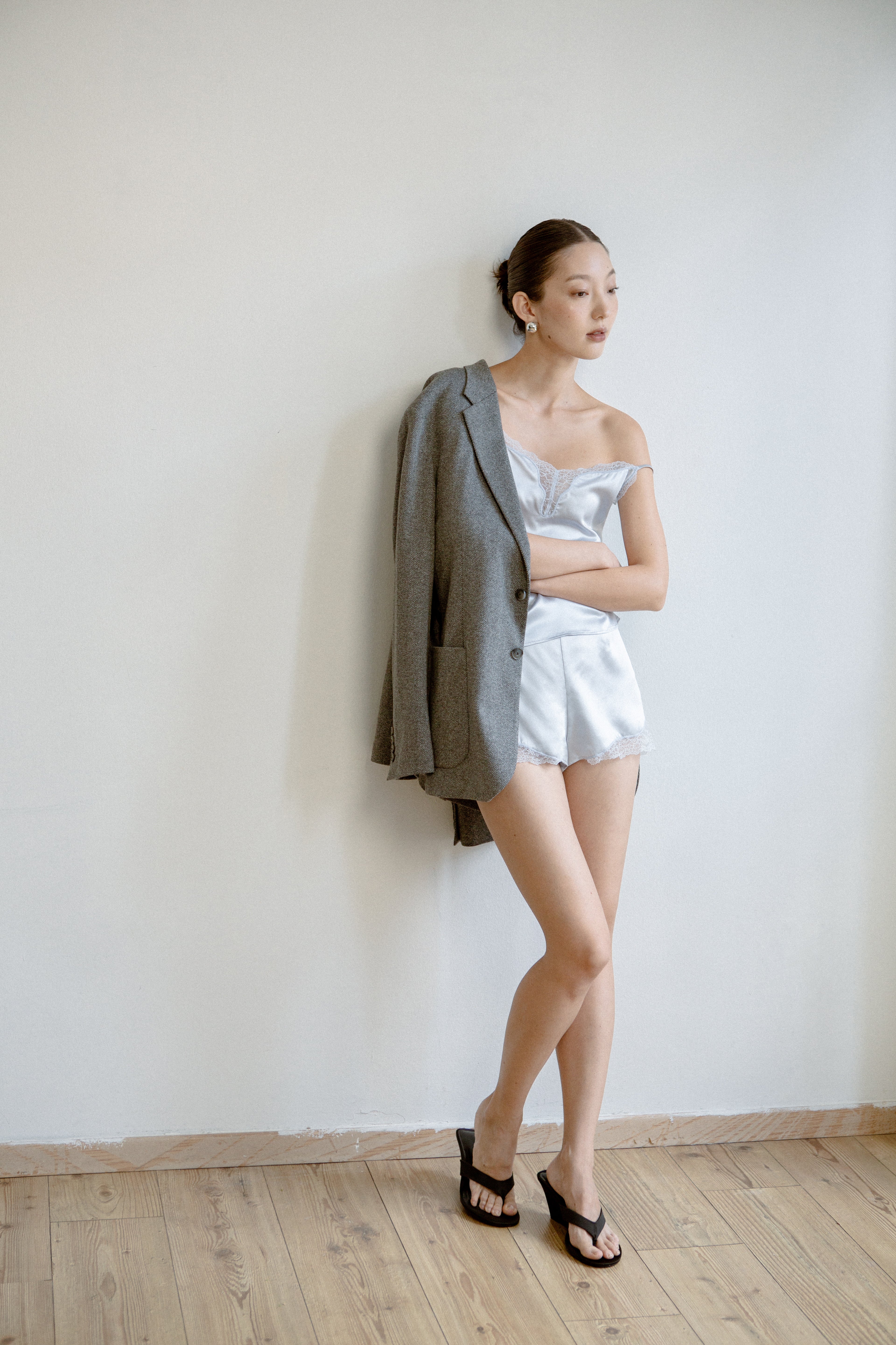 Silk Lace Shorts - Mist