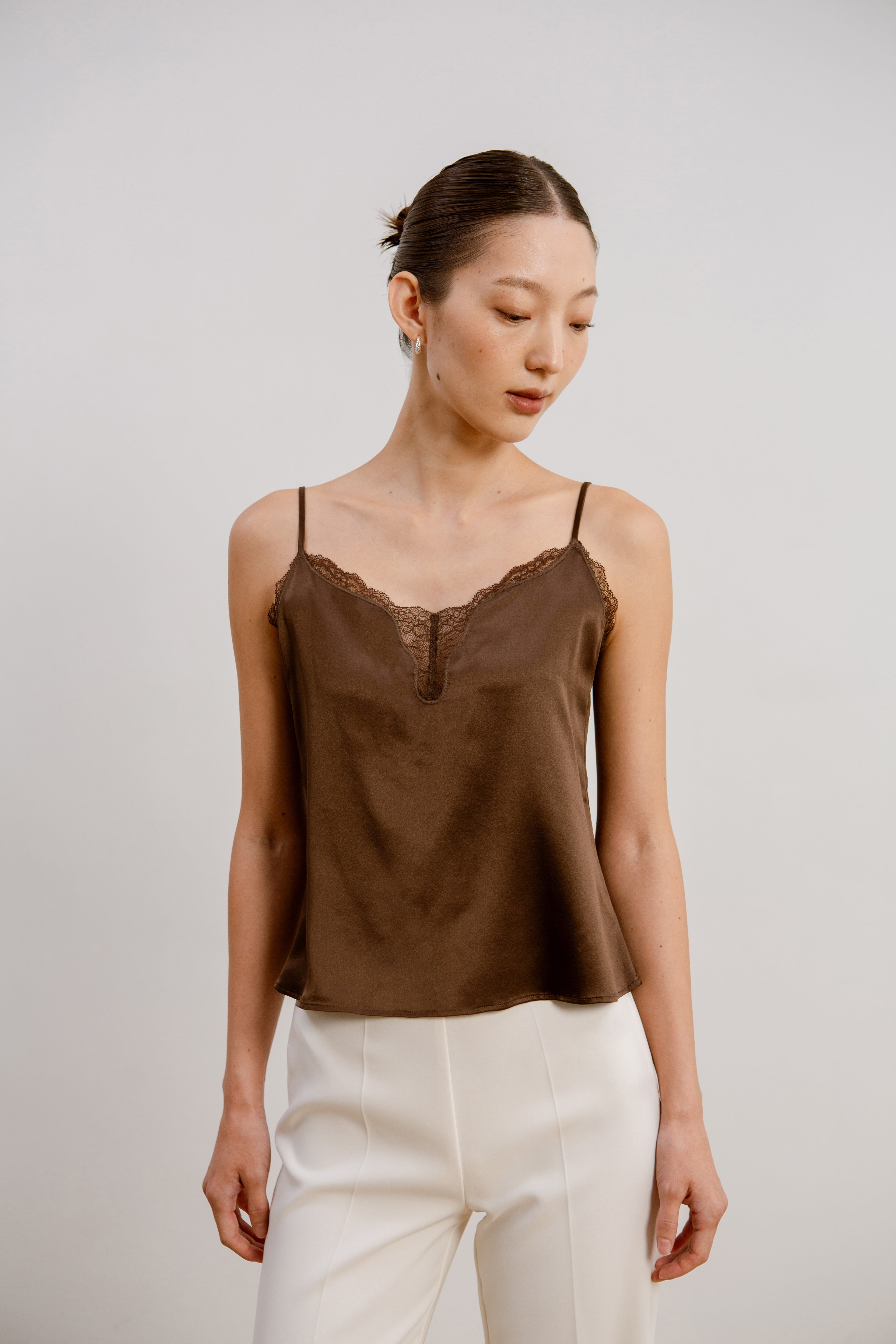 Silk Lace Camisole - Cocoa