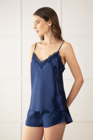 Silk Lace Camisole - Navy