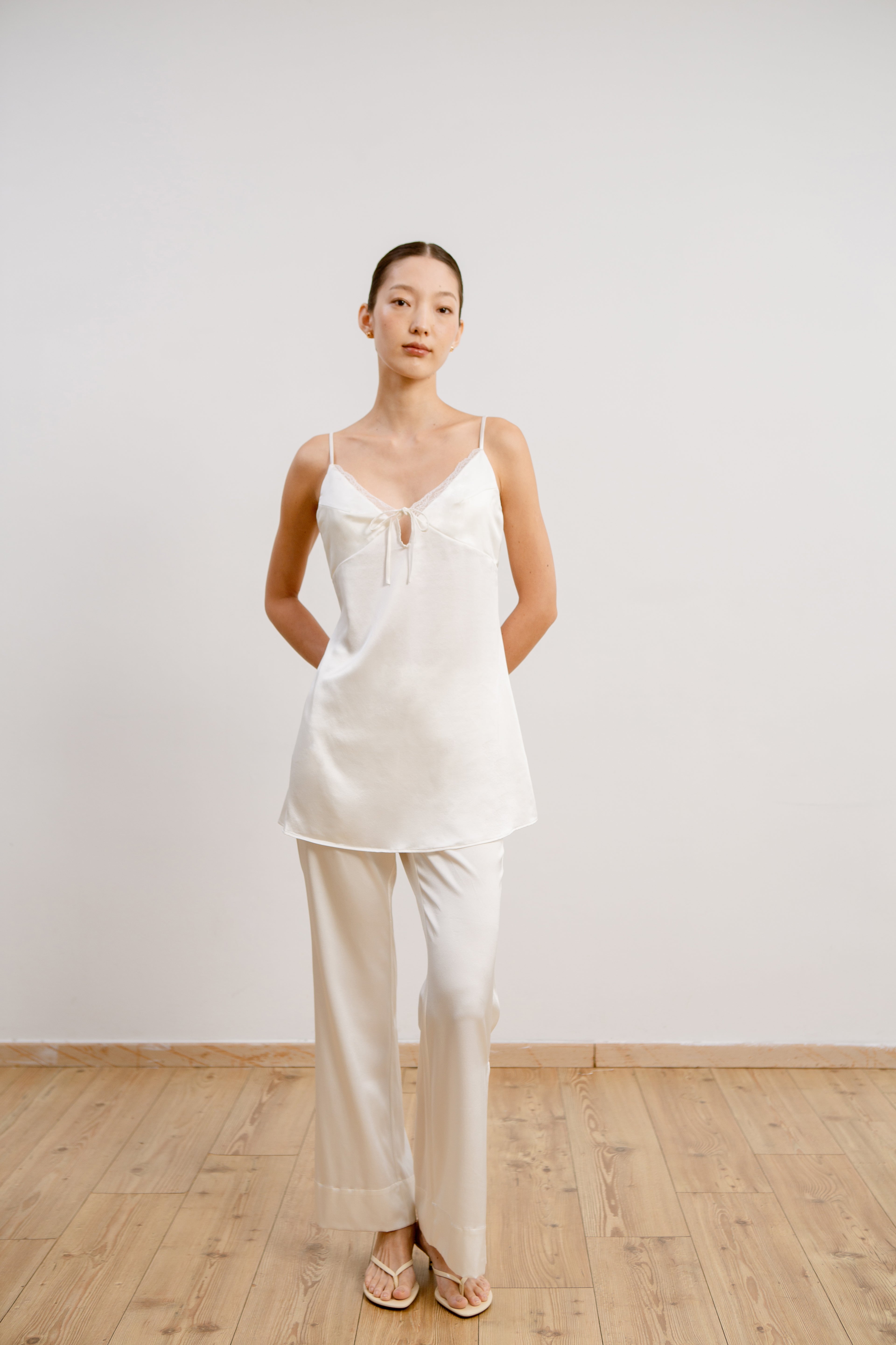 Silk Lace Mini Slip Dress - Ivory