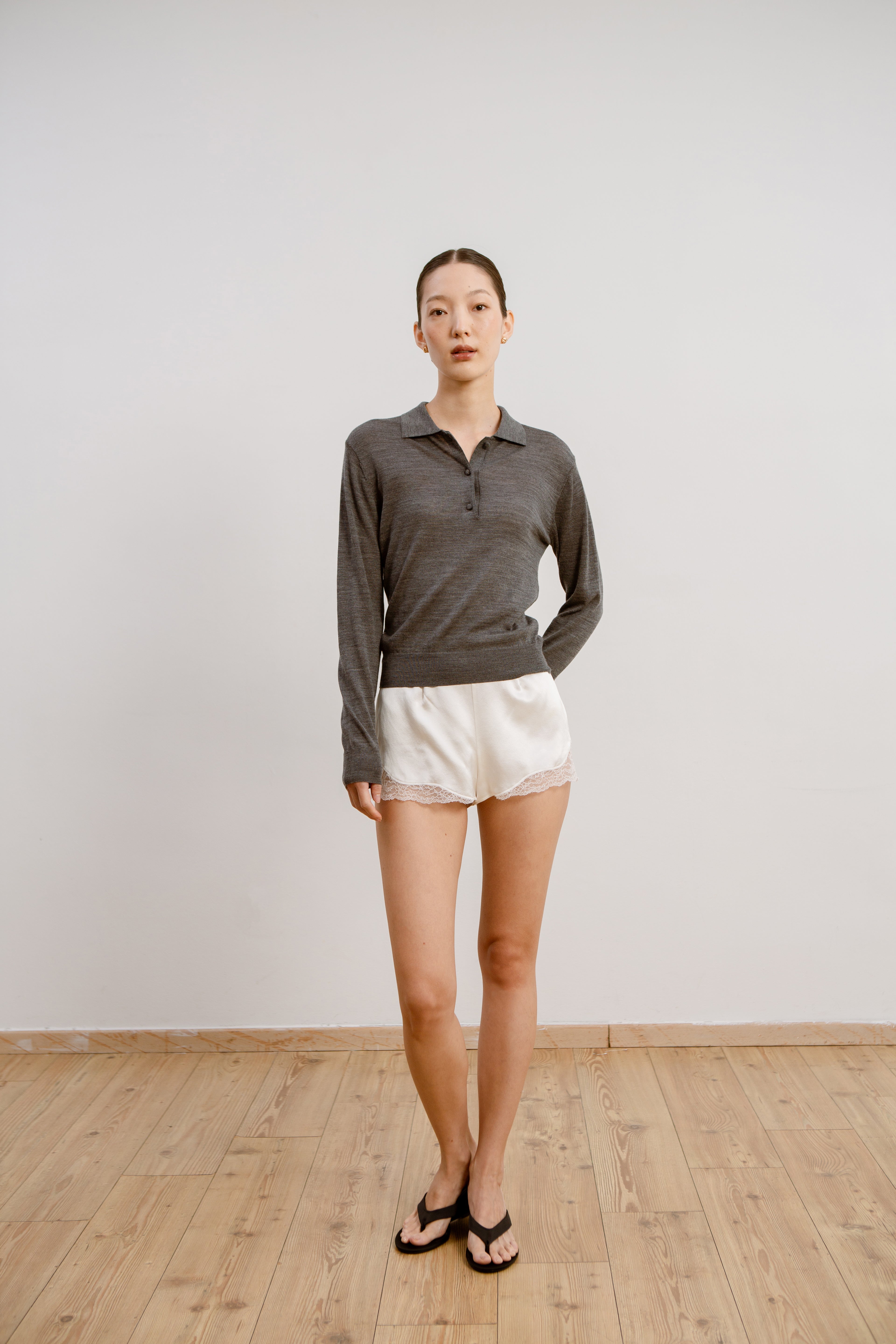 Silk Lace Shorts - Ivory