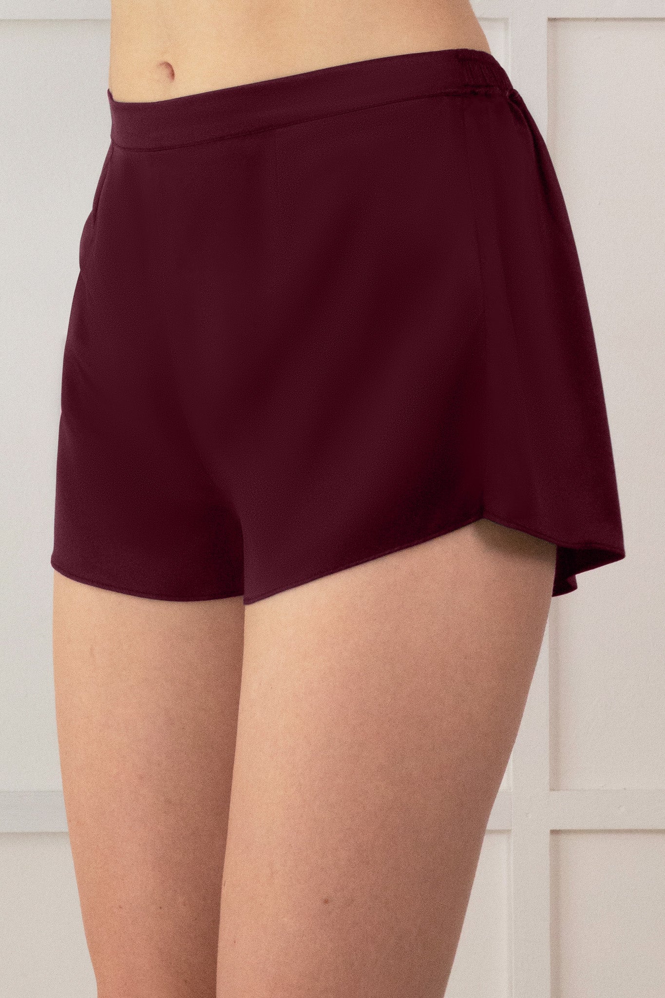 Like Saturdays Silk Lace Shorts Wine Red
